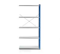 Regał MIX moduł dodatkowy, 1740x800x500 mm, zamknięta rama końcowa, niebieski, szary