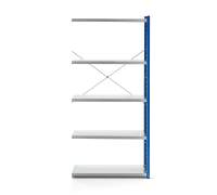 Regał MIX moduł dodatkowy, 1740x800x600 mm, zamknięta rama końcowa, niebieski, szary