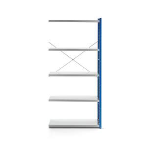 Regał MIX moduł dodatkowy, 1740x800x600 mm, zamknięta rama końcowa, niebieski, szary