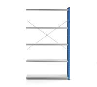 Regał MIX moduł dodatkowy, 1740x1000x400 mm, zamknięta rama końcowa, niebieski, szary