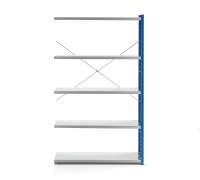 Regał MIX moduł dodatkowy, 1740x1000x600 mm, zamknięta rama końcowa, niebieski, szary