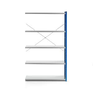 Regał MIX moduł dodatkowy, 1740x1000x600 mm, zamknięta rama końcowa, niebieski, szary