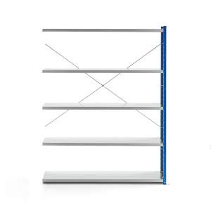 Regał MIX moduł dodatkowy, 1740x1300x600 mm, zamknięta rama końcowa, niebieski, szary