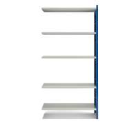 Regał MIX Moduł dodatkowy, 2100x1000x400 mm, zamknięta rama końcowa, niebieski, szary