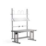 Stół do pakowania MOTION, z regulacją wysokości, 1500x800 mm, jasnoszary
