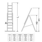 Drabina combo MATTERHORN, 3-częsciowa, 3x6 stopni, 2700 mm