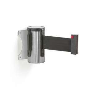 Kaseta z rozwijaną taśmą odgradzającą, uchwyt do montażu ściennego, 2300 mm, szczotkowana stal