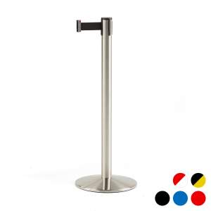 Słupek odgradzający z taśmą, 3650 mm, szczotkowana stal