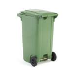 Kosz na śmieci HENRY, na kółkach, 1070x580x740 mm, 240 L, zielony