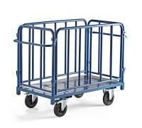 Wózek platformowy EMBARK, 4 burty,1300x700 mm, 600 kg, niebieski