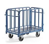 Wózek platformowy EMBARK, 4 burty,1300x700 mm, 1200 kg, niebieski