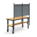 Kompletny stół TRUST, panel narzędziowy, półka dolna, 2000x760 mm, płyta pilśniowa