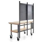 Kompletny mobilny stół roboczy ROBUST, panel narzędziowy, półka dolna, 1500x800 mm, płyta utwardzana