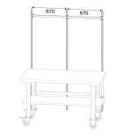 Kompletny mobilny stół roboczy ROBUST, panel narzędziowy, półka dolna, 1500x800 mm, płyta utwardzana