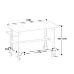Mobilny stół roboczy TRUST, 1500x760 mm, nośność 200 kg, stal