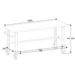 Mobilny stół roboczy TRUST, 2000x760 mm, nośność 200 kg, stal