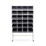 Regał z pojemnikami jednostronny, 24 pojemniki