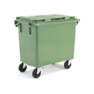 Zielony kontener na odpadki o poj. 660 l - 1255x770x1210mm