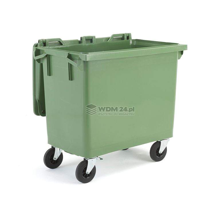 Zielony kontener na odpadki o poj. 660 l - 1255x770x1210mm - wszystkodomagazynu.pl