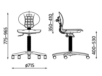 Krzesło specjalistyczne Nargo z regulacją wysokości i siedziskiem z miękkiego tworzywa